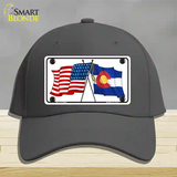 Colorado Crossed US Flag Novelty License Plate Hat Cotton / Charcoal