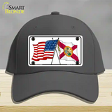 Florida Crossed US Flag Novelty License Plate Hat Cotton / Charcoal