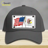 Illinois Crossed US Flag Novelty License Plate Hat Cotton / Charcoal