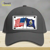 Kansas Crossed US Flag Novelty License Plate Hat Cotton / Charcoal