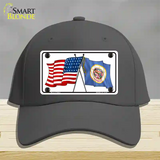 Minnesota Crossed US Flag Novelty License Plate Hat Cotton / Charcoal