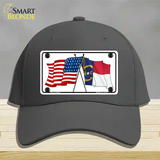 North Carolina Crossed US Flag Novelty License Plate Hat Cotton / Charcoal