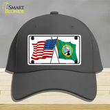 Washington Crossed US Flag Novelty License Plate Hat Cotton / Charcoal