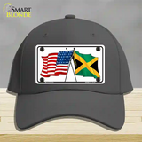 Jamaica Crossed US Flag Novelty License Plate Hat Cotton / Charcoal