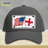 England Crossed US Flag Novelty License Plate Hat Cotton / Charcoal