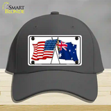 Australia Crossed US Flag Novelty License Plate Hat Cotton / Charcoal