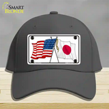 Japan Crossed US Flag Novelty License Plate Hat Cotton / Charcoal