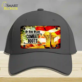 My Hero Wears Combat Boots Novelty License Plate Hat Cotton / Charcoal