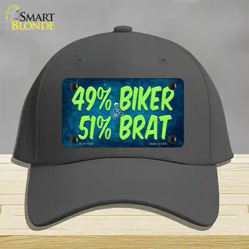 49% Biker 51% Brat Novelty License Plate Hat Cotton / Charcoal