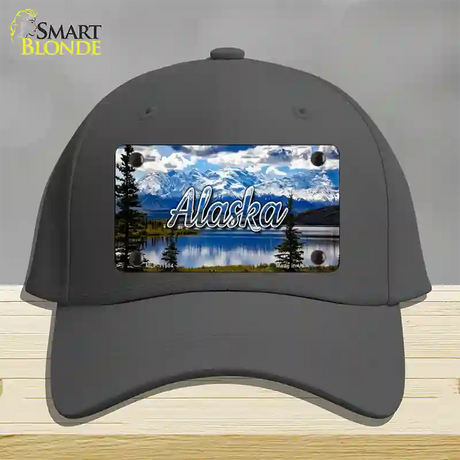 Alaska Snowy Mountains State Novelty License Plate Hat Cotton / Charcoal