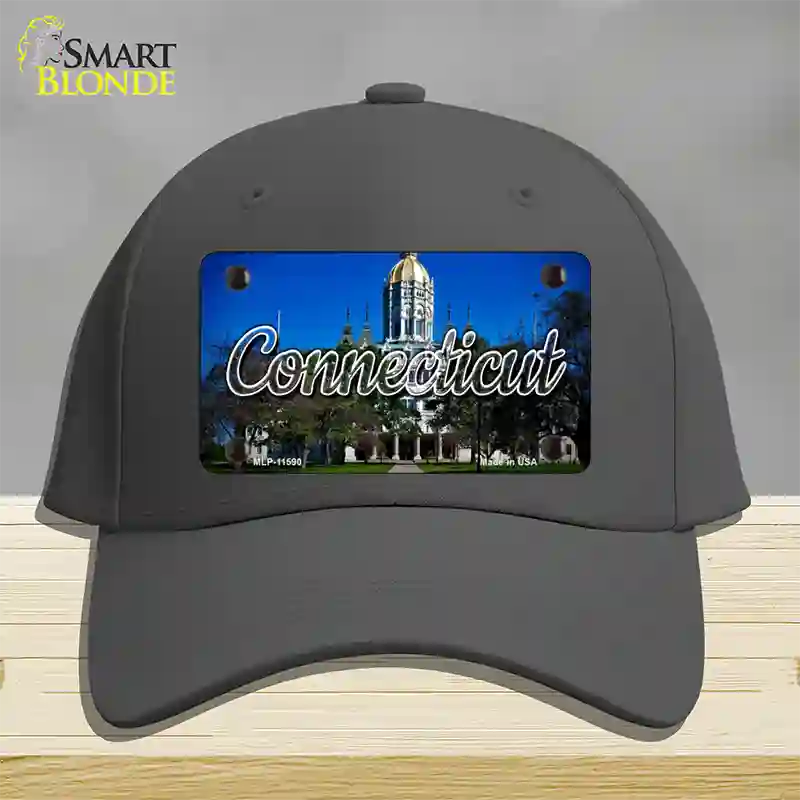 Connecticut Capital Building State Novelty License Plate Hat Cotton / Charcoal