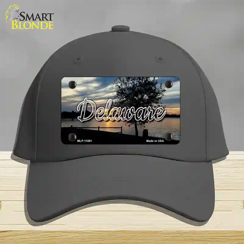 Delaware River Sunset State Novelty License Plate Hat Cotton / Charcoal