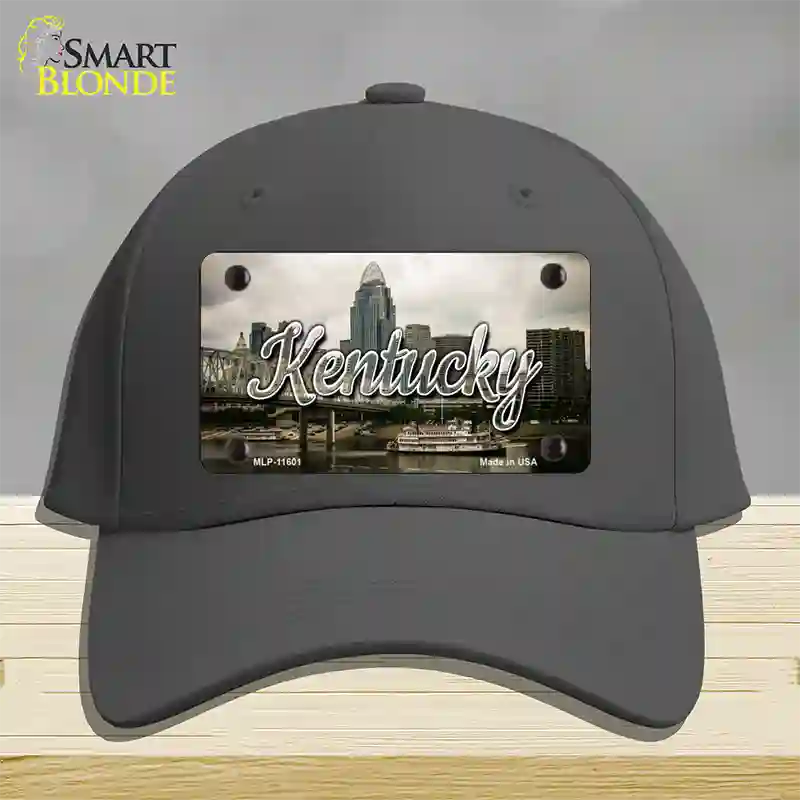 Kentucky City Skyline State Novelty License Plate Hat Cotton / Charcoal