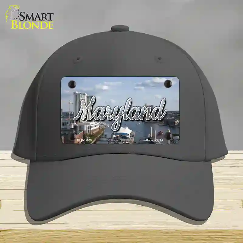 Maryland River Skyline State Novelty License Plate Hat Cotton / Charcoal