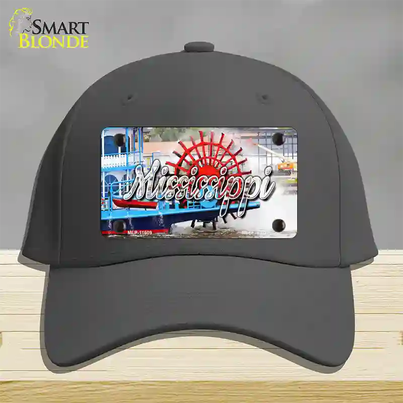 Mississippi Boat State Novelty License Plate Hat Cotton / Charcoal