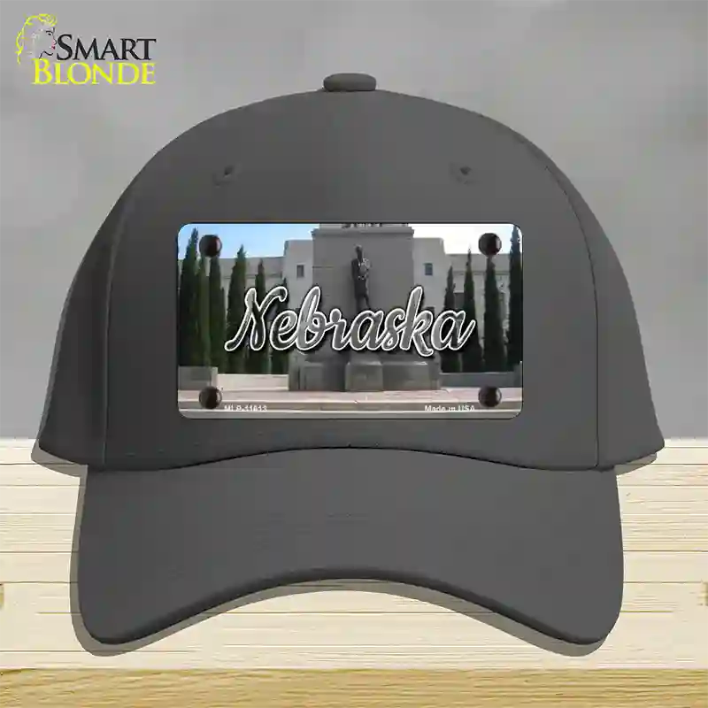 Nebraska Capital Building State Novelty License Plate Hat Cotton / Charcoal