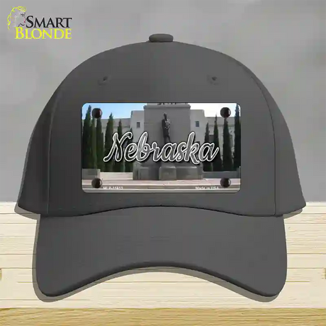 Nebraska Capital Building State Novelty License Plate Hat Cotton / Charcoal