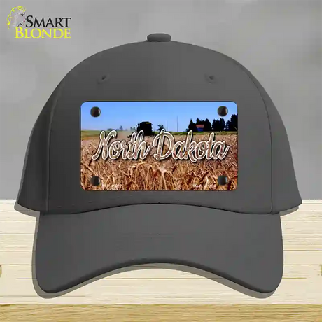 North Dakota Wheat Farm State Novelty License Plate Hat Cotton / Charcoal