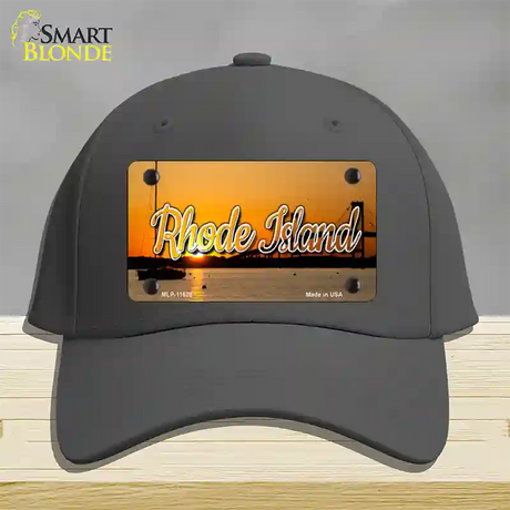 Rhode Island River Sunset State Novelty License Plate Hat Cotton / Charcoal