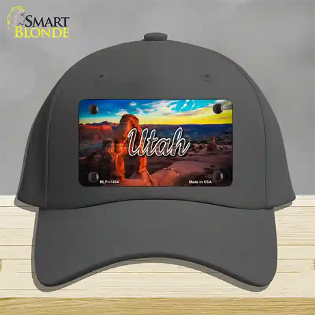 Utah Canyon Arch State Novelty License Plate Hat Cotton / Charcoal