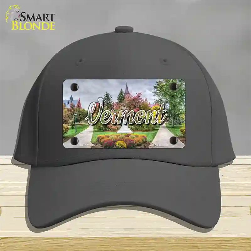 Vermont State Building State Novelty License Plate Hat Cotton / Charcoal