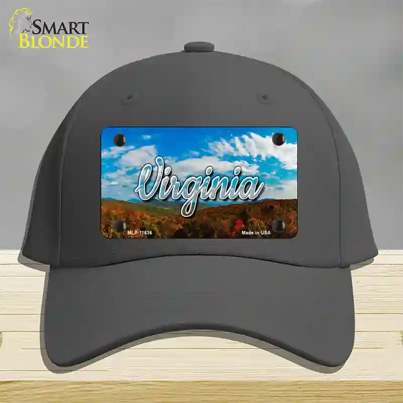 Virginia Mountain Range State Novelty License Plate Hat Cotton / Charcoal