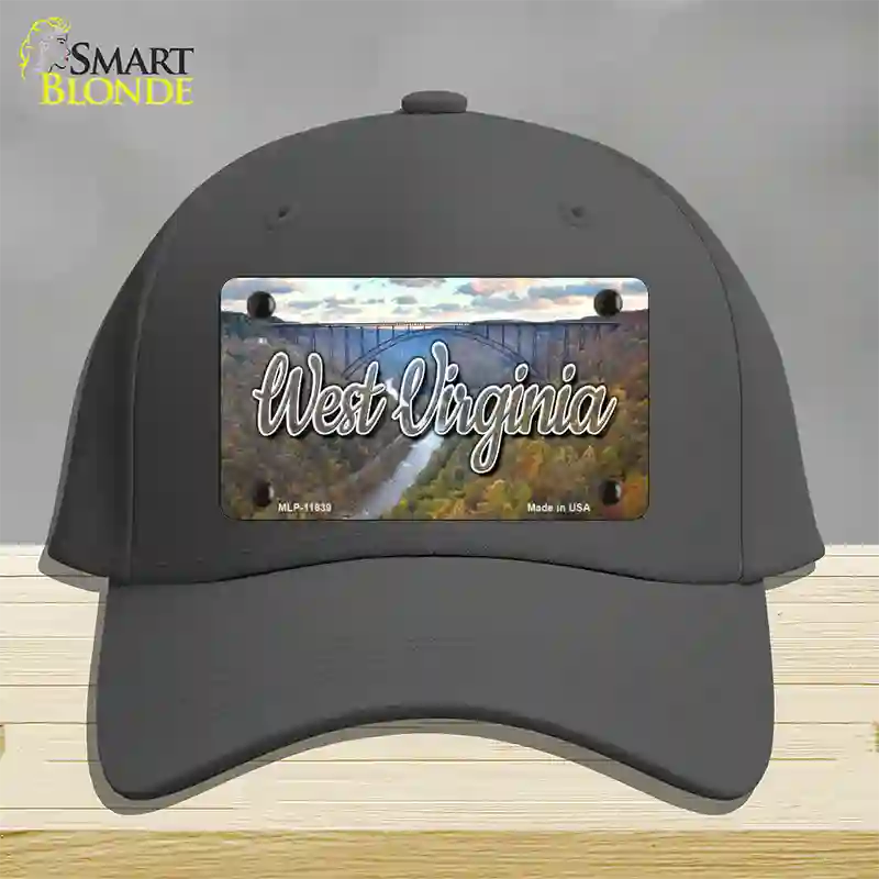 West Virginia River Bridge State Novelty License Plate Hat Cotton / Charcoal