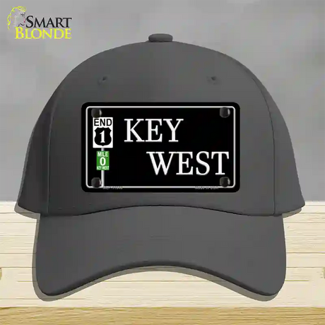 Key West Highway Sign Novelty License Plate Hat Cotton / Charcoal