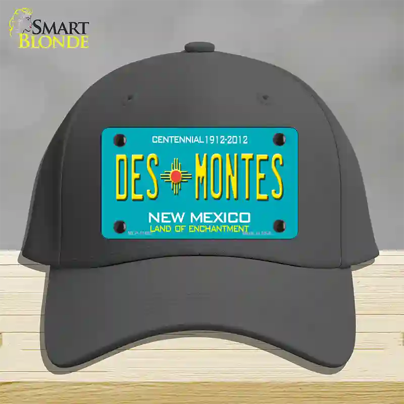 Des Montes Teal New Mexico Novelty License Plate Hat Cotton / Charcoal