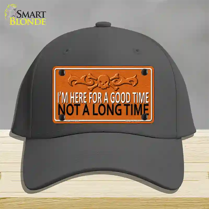 Here For A Good Time Novelty License Plate Hat Cotton / Charcoal