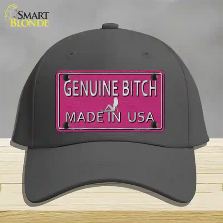 Genuine Bitch Made In USA Novelty License Plate Hat Cotton / Charcoal