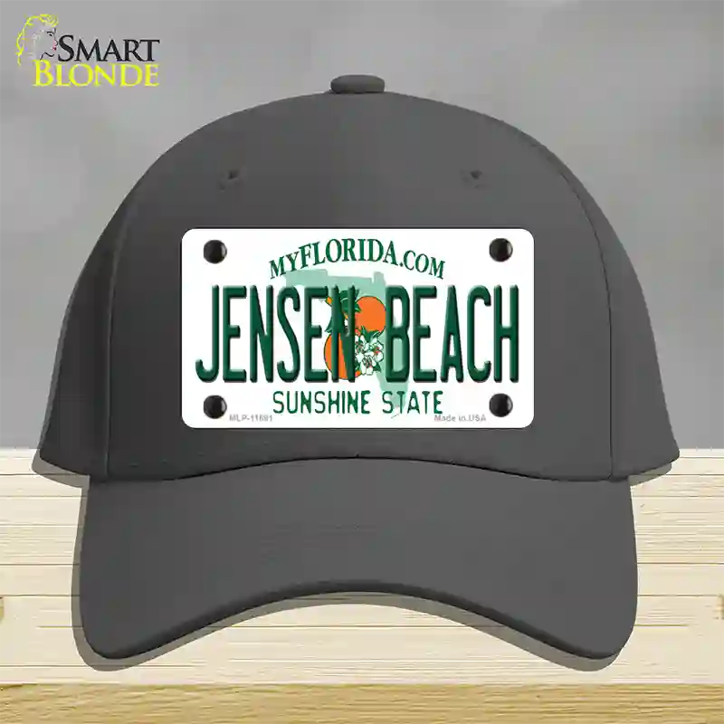 Jensen Beach Florida Novelty License Plate Hat Cotton / Charcoal