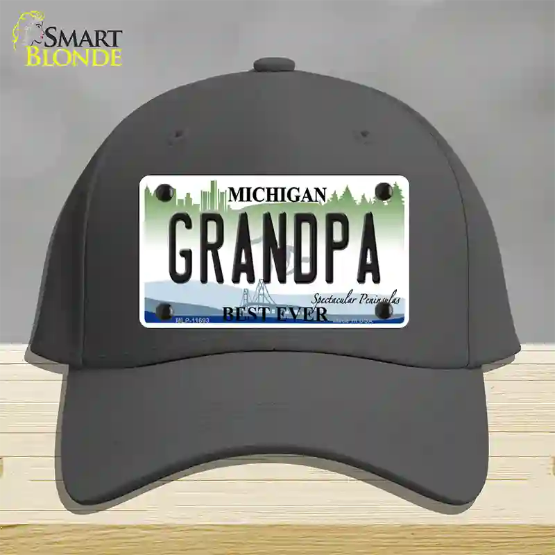 Grandpa Michigan Novelty License Plate Hat Cotton / Charcoal