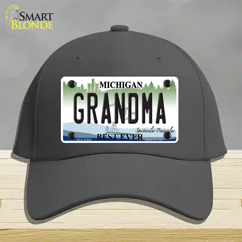 Grandma Michigan Novelty License Plate Hat Cotton / Charcoal