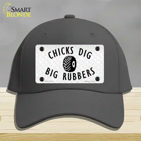 Chicks Dig Big Rubbers Novelty License Plate Hat Cotton / Charcoal