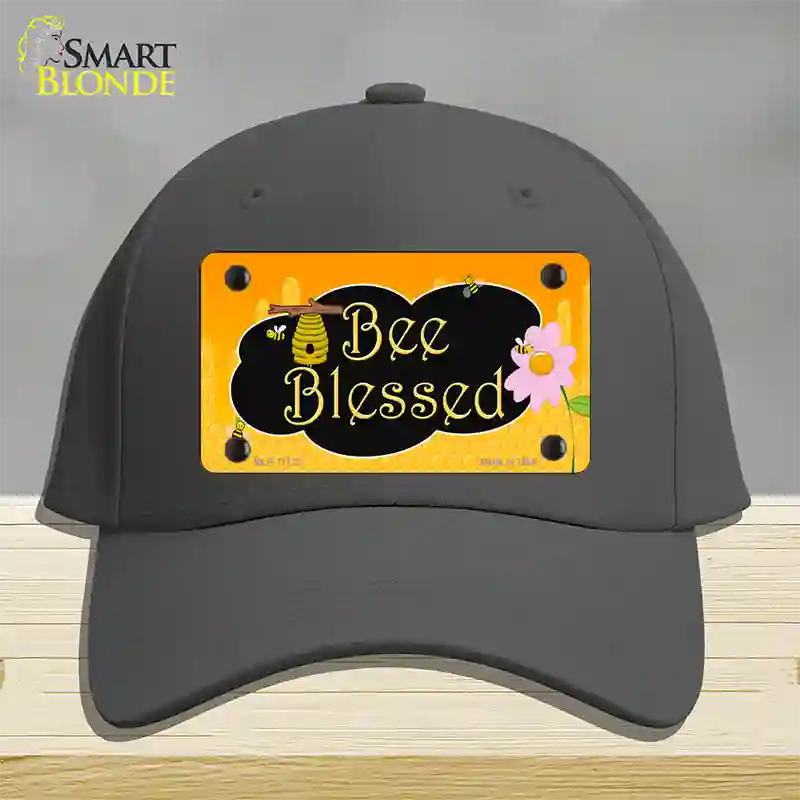 Bee Blessed Honey Hive Novelty License Plate Hat Cotton / Charcoal