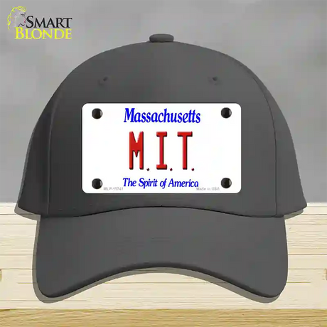 MIT Massachusetts State Novelty License Plate Hat Cotton / Charcoal