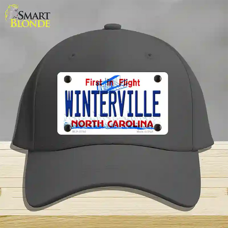 Winterville North Carolina State Novelty License Plate Hat Cotton / Charcoal