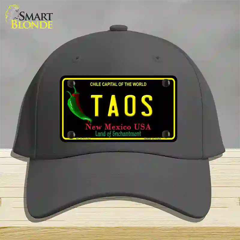 Taos New Mexico Black State Novelty License Plate Hat Cotton / Charcoal