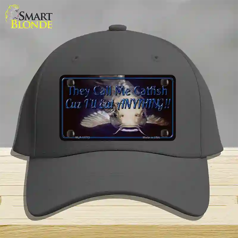 They Call Me Catfish Novelty License Plate Hat Cotton / Charcoal