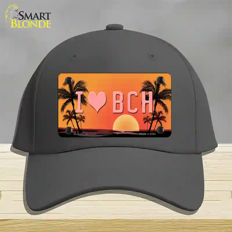 I Love Beach Novelty License Plate Hat Cotton / Charcoal