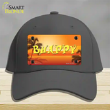 Be Happy Beach Scene Novelty License Plate Hat Cotton / Charcoal