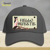 Hello Sweetie Vintage Pinup Novelty License Plate Hat Cotton / Charcoal