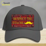 Respect the Stache Novelty License Plate Hat Cotton / Charcoal