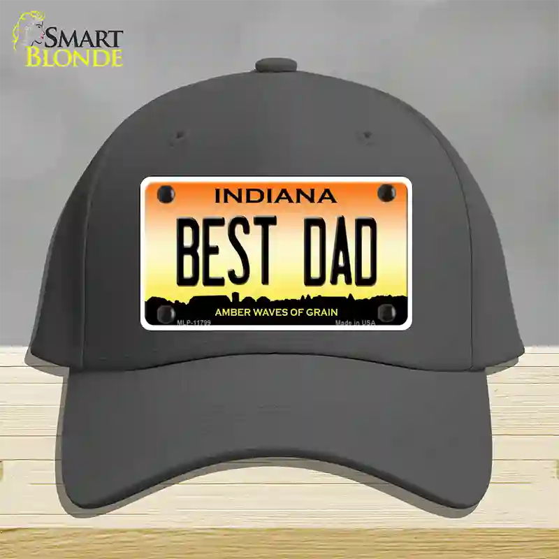 Best Dad Indiana Novelty License Plate Hat Cotton / Charcoal