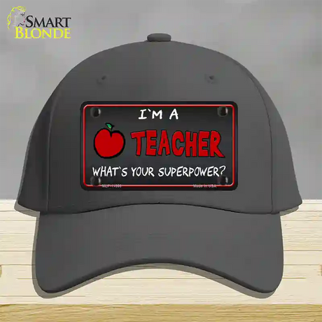 I Am A Teacher Novelty License Plate Hat Cotton / Charcoal