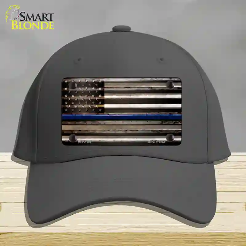 Thin Blue Line American Flag Novelty License Plate Hat Cotton / Charcoal