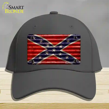 Confederate Flag Corrugated Novelty License Plate Hat Cotton / Charcoal