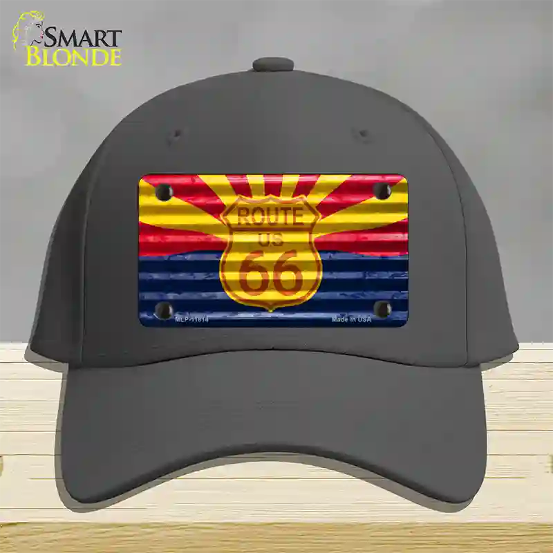 Route 66 Arizona Flag Novelty License Plate Hat Cotton / Charcoal