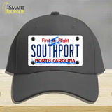 Southport North Carolina Novelty License Plate Hat Cotton / Charcoal